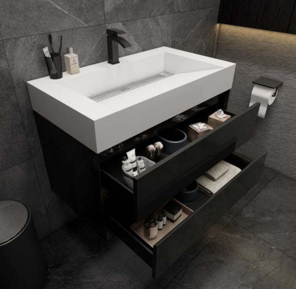 KEETCHEN Dallas 36" Floating Vanity in Gloss Black - Image 4