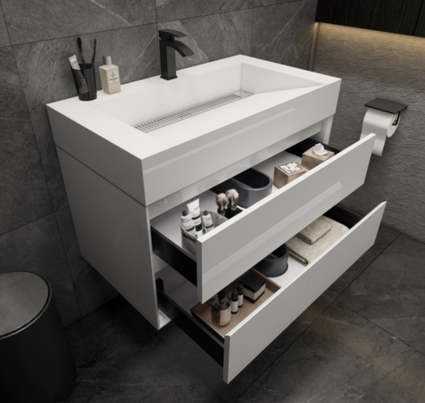 KEETCHEN Dallas 36" Floating Vanity in Gloss White - Image 3