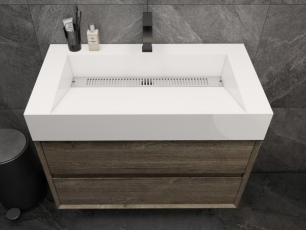 KEETCHEN Dallas 36" Floating Vanity in Gray Oak - Image 3