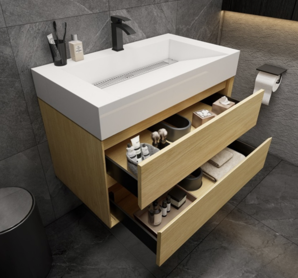 KEETCHEN Dallas 36" Floating Vanity in Teak Oak - Image 4