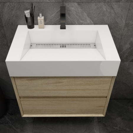 KEETCHEN Dallas 30" Floating Vanity in Coffee Wood - Image 3
