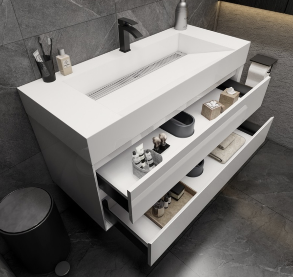 KEETCHEN Dallas 48" Floating Vanity in Gloss White - Image 4