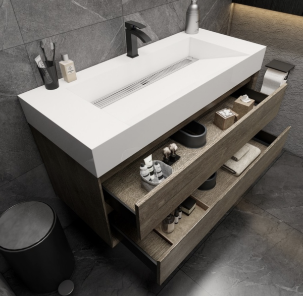 KEETCHEN Dallas 48" Floating Vanity in Gray Oak - Image 3