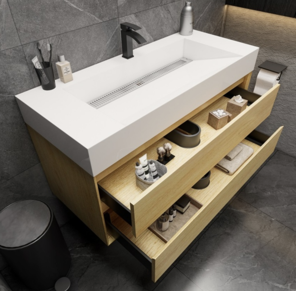 KEETCHEN Dallas 48" Floating Vanity in Teak Oak - Image 4