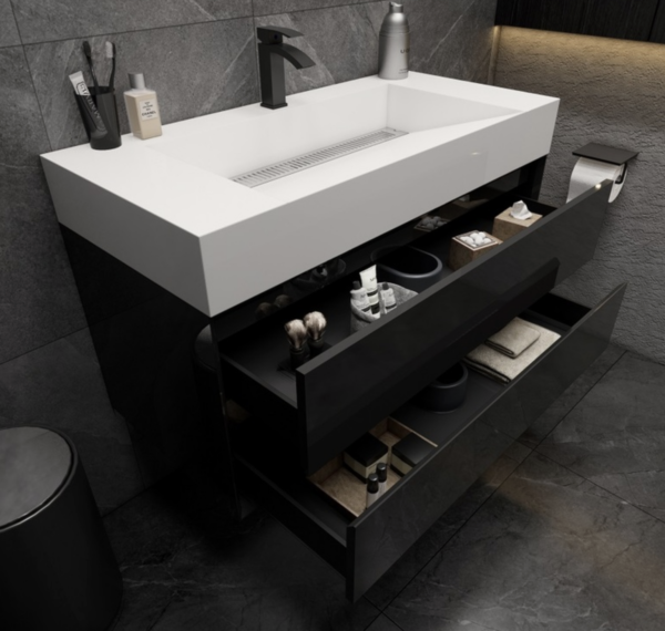 KEETCHEN Dallas 42" Floating Vanity in Gloss Black - Image 3