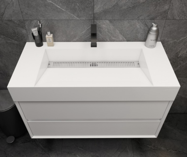 KEETCHEN Dallas 42" Floating Vanity in Gloss White - Image 3