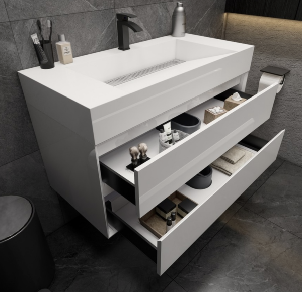 KEETCHEN Dallas 42" Floating Vanity in Gloss White - Image 4