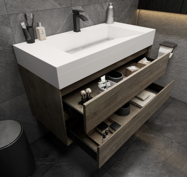 KEETCHEN Dallas 42" Floating Vanity in Gray Oak - Image 3