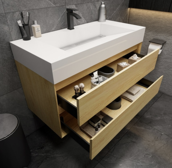 KEETCHEN Dallas 42" Floating Vanity in Teak Oak - Image 4