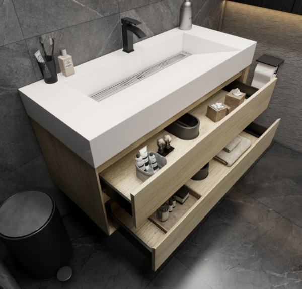 KEETCHEN Dallas 48" Floating Vanity in Coffee Wood - Image 4