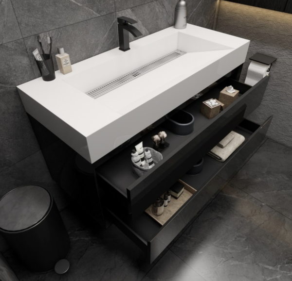 KEETCHEN Dallas 48" Floating Vanity in Gloss Black - Image 4