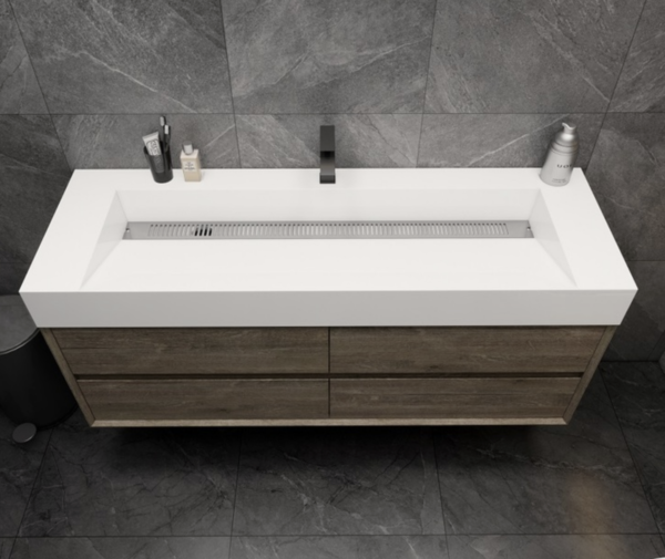 KEETCHEN Dallas 60" Floating Vanity in Gray Oak - Image 3