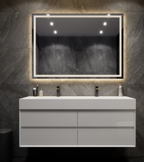 KEETCHEN Dallas 60" Double Floating Vanity in Gloss White - Image 2