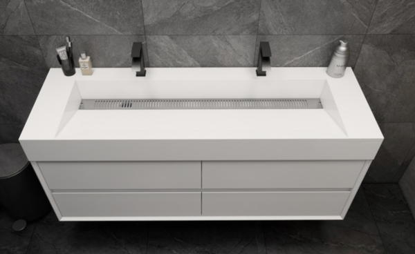 KEETCHEN Dallas 60" Double Floating Vanity in Gloss White - Image 3