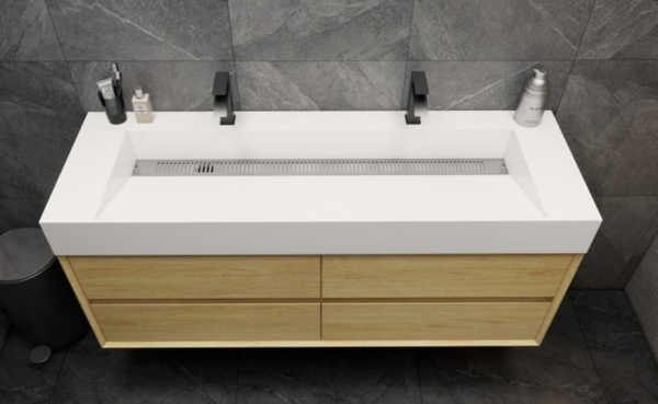 KEETCHEN Dallas 60" Double Floating Vanity in Teak Oak - Image 3