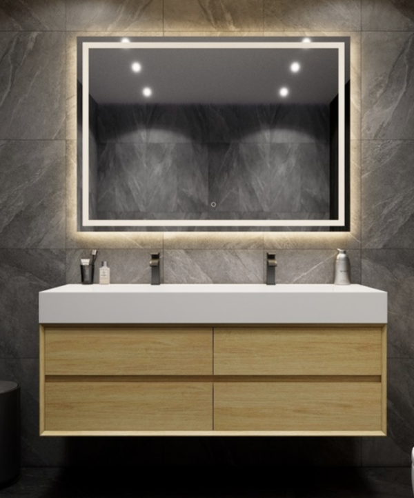 KEETCHEN Dallas 60" Double Floating Vanity in Teak Oak - Image 2