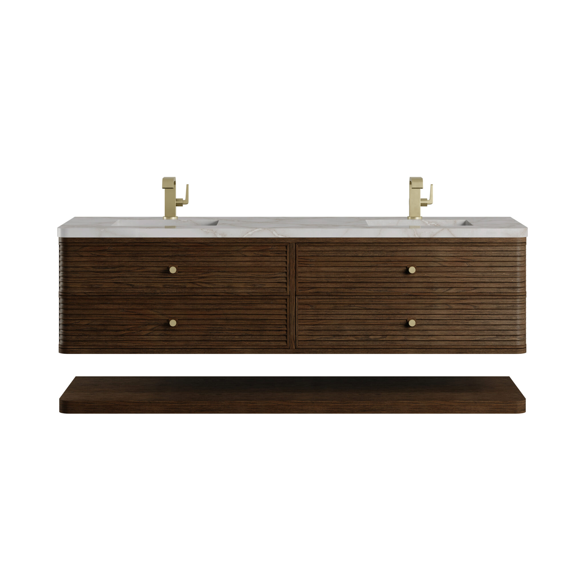 Allamari 72 Double Vanity, Sable w: Single Hole 3 CM Victorian Silver Silestone Top