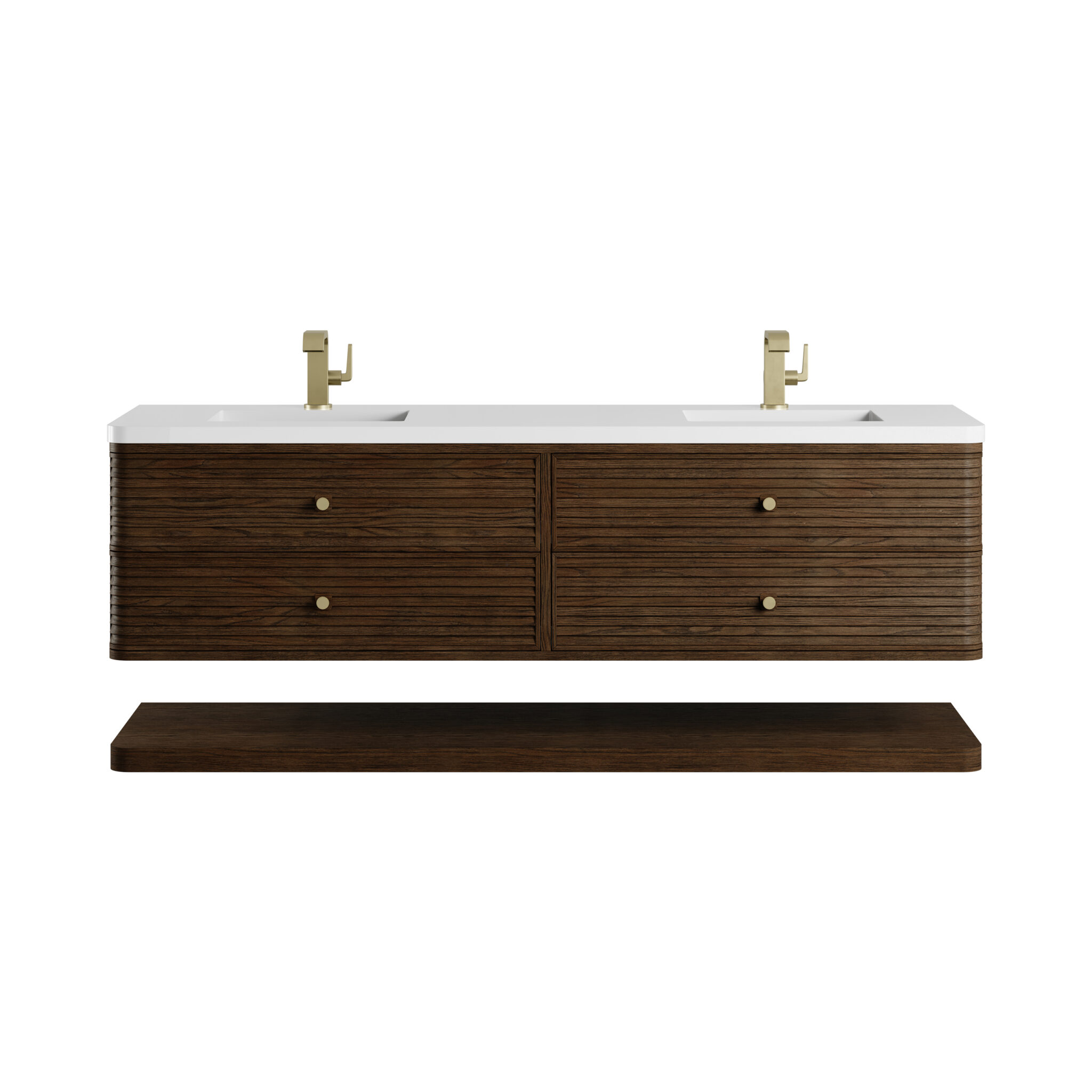 Allamari 72 Double Vanity, Sable w: Single Hole 3 CM White Zeus Silestone Top
