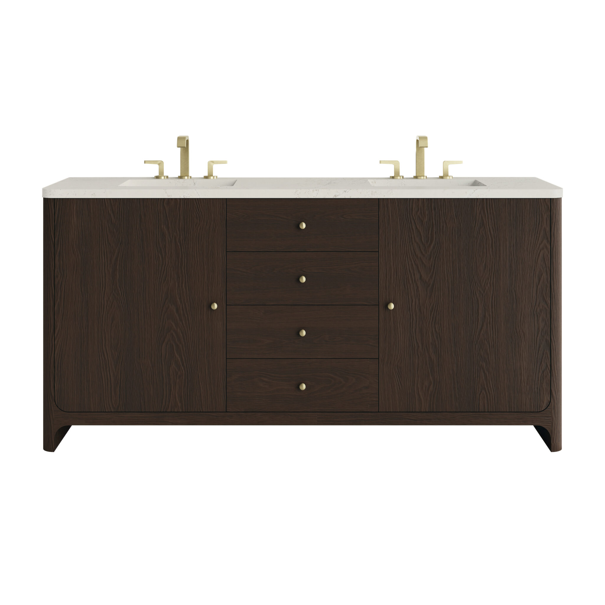 Gracyn 72 Double Vanity, Sable, w: 3 CM Siberian Silestone Widespread Top