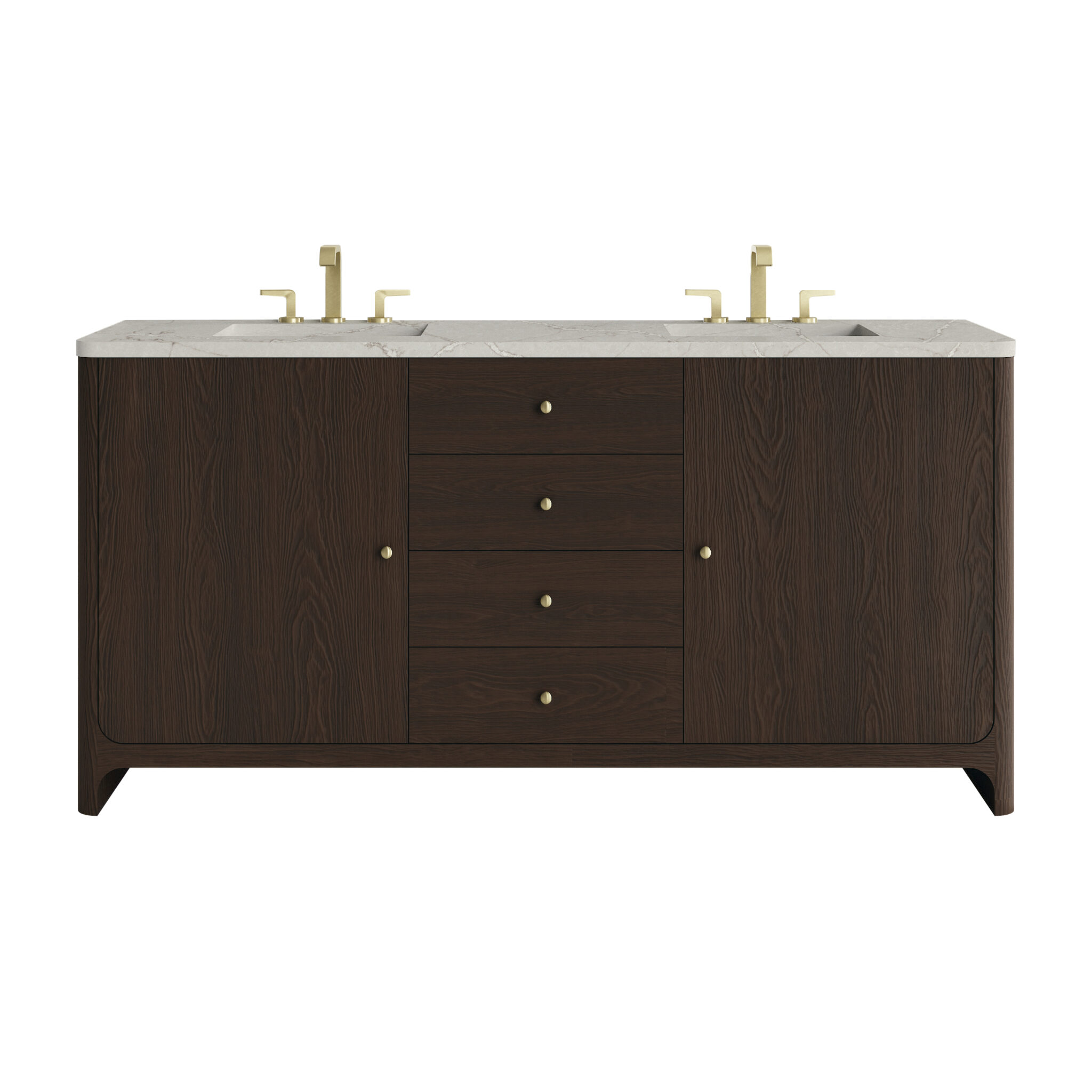 Gracyn 72 Double Vanity, Sable, w: 3 CM Victorian Silver Quartz Widespread Top