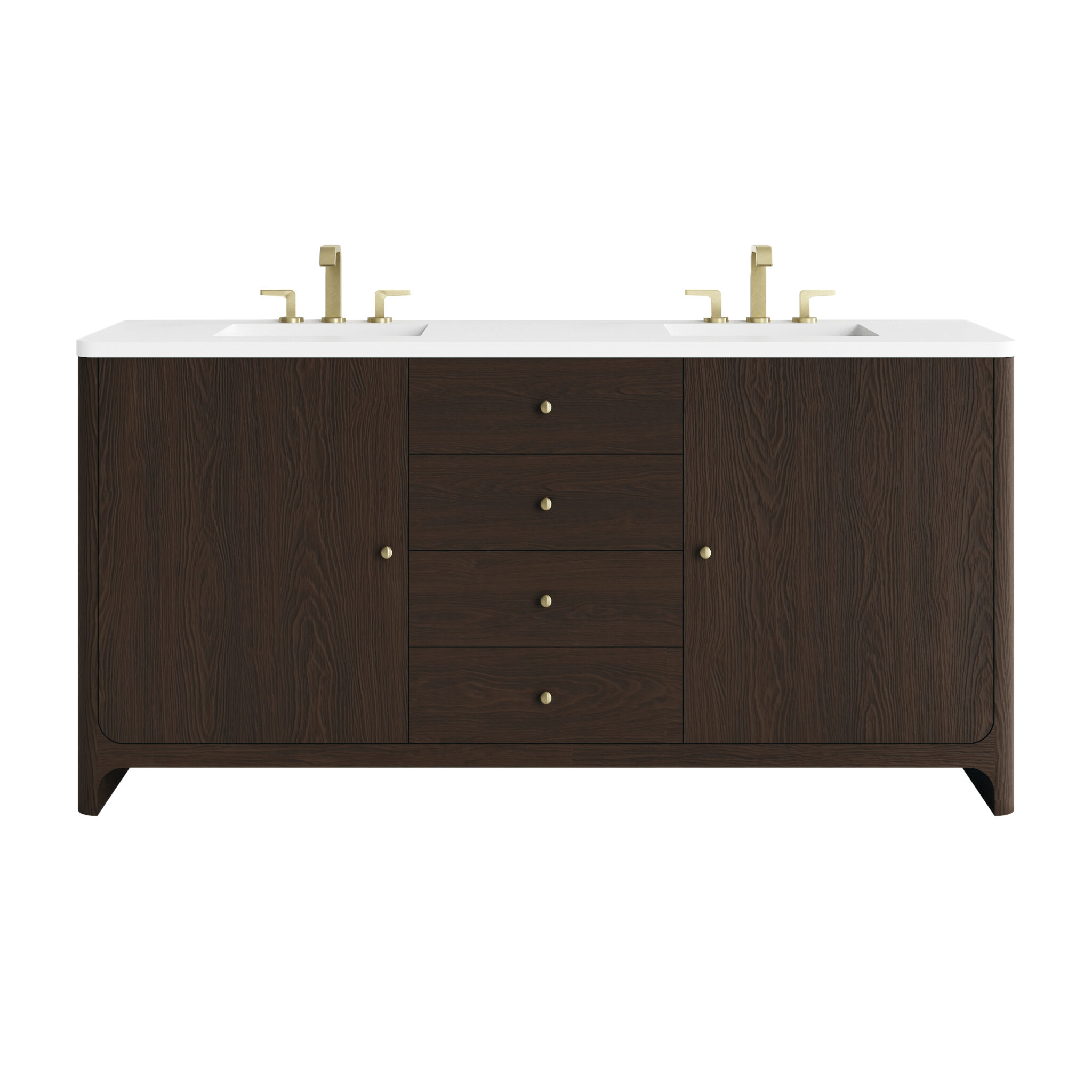 Gracyn 72 Double Vanity, Sable, w: 3 CM White Zeus Quartz Widespread Top
