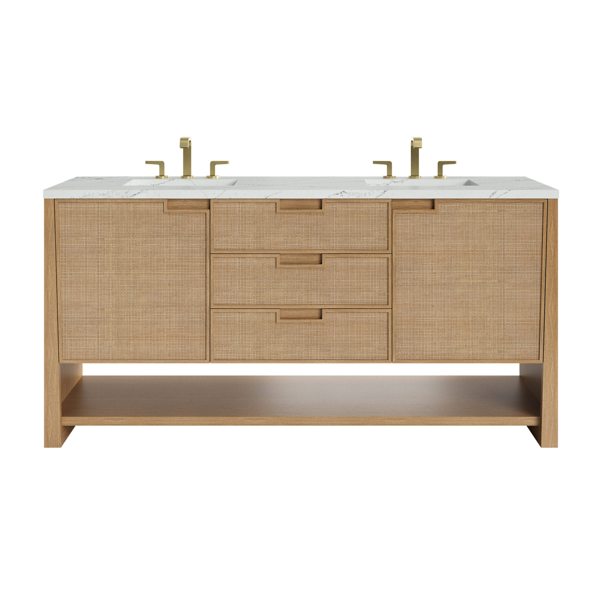Solene 72 Double Vanity, Seaside Oak, w: 3 CM Ethereal Noctis Quartz Top