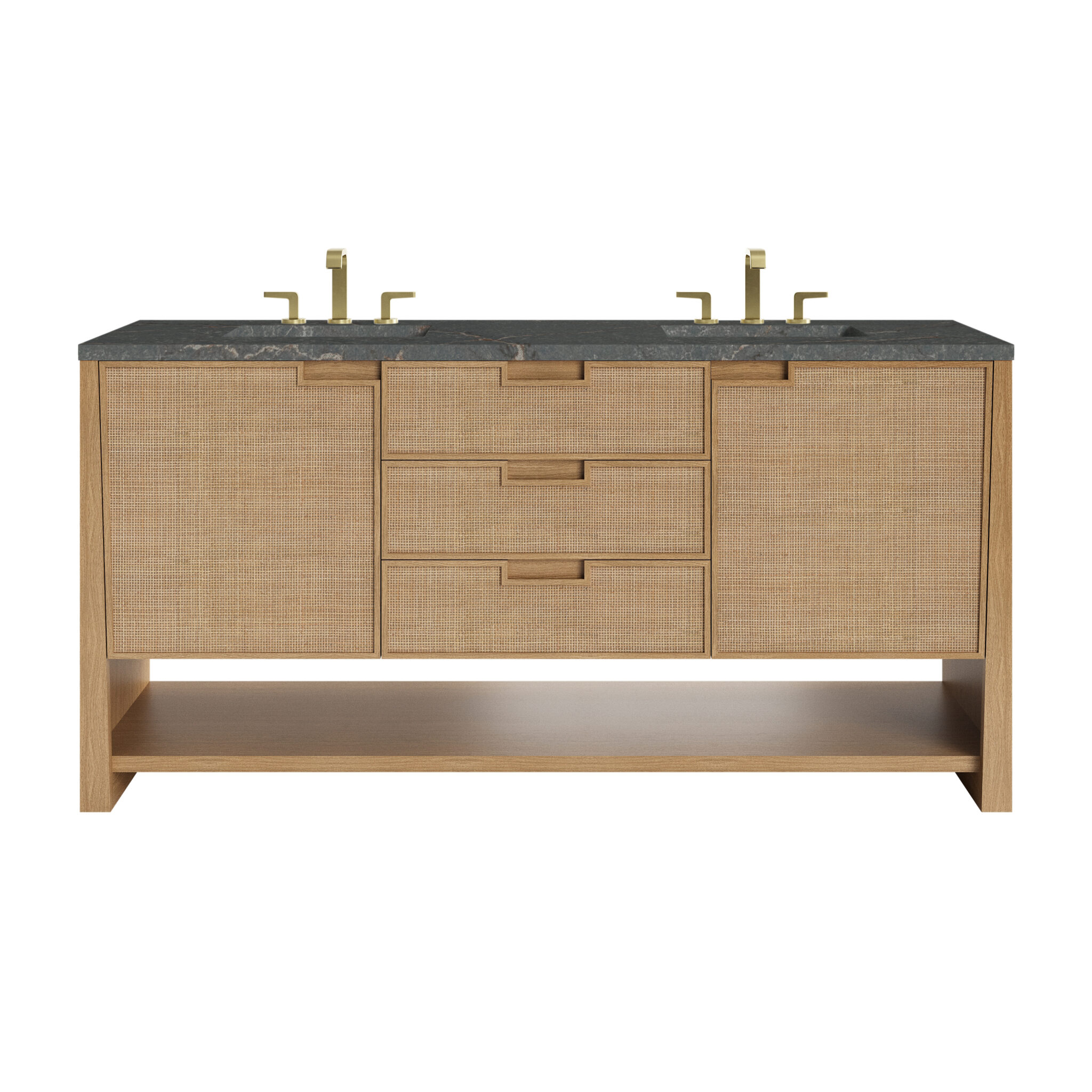 Solene 72 Double Vanity, Seaside Oak, w: 3 CM Parisien Bleu Quartz Top