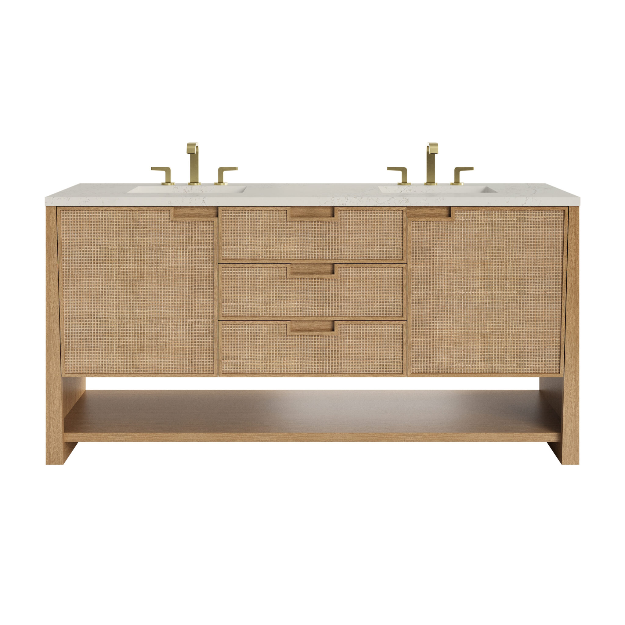 Solene 72 Double Vanity, Seaside Oak, w: 3 CM Siberian Silestone Top