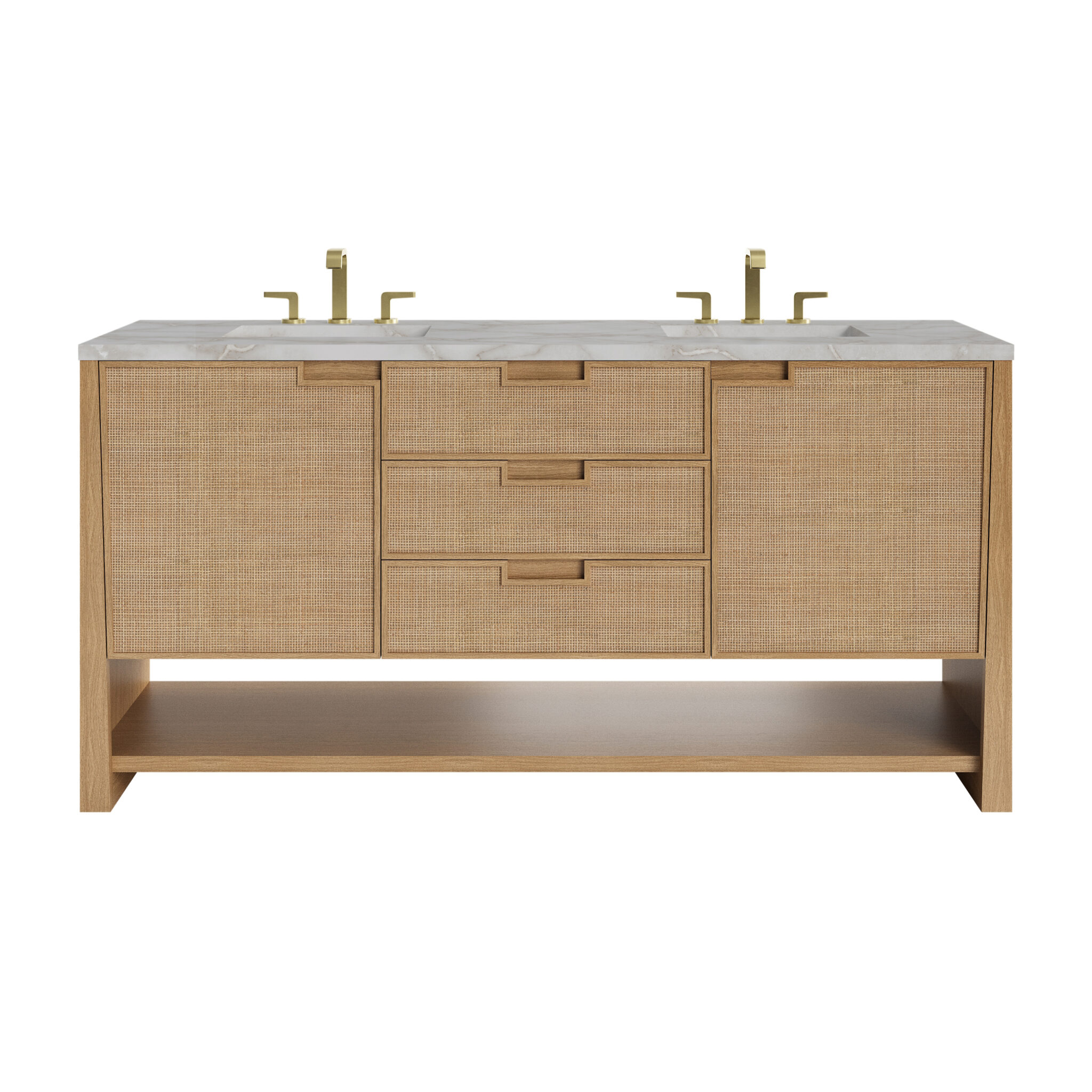 Solene 72 Double Vanity, Seaside Oak, w: 3 CM Victorian Silver Quartz Top